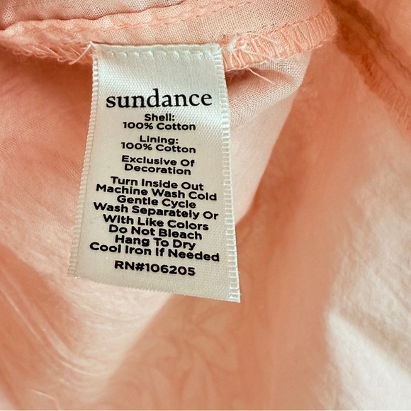 SUNDANCE Boho Smocked Floral Puff Sleeve Tunic Top Peach Coral - Picture 5 of 5